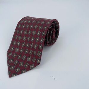 Eton Tie Mens One Size Burgundy Patterned Silk Classic Fit Necktie Italy Made